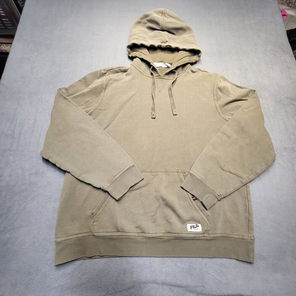 Fila Hoodie Mens L Brown Long Sleeve Pullover Sweatshirt